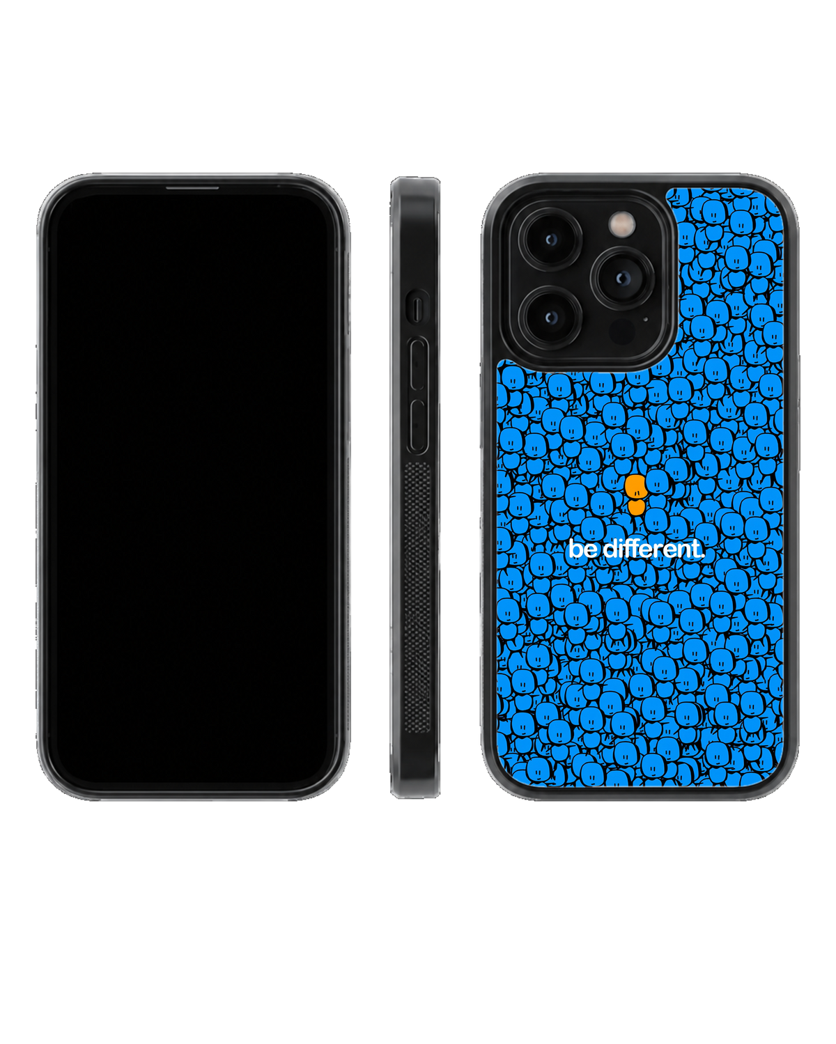 Be Different Blue Smiley Character Premium Glass Phone Covr
