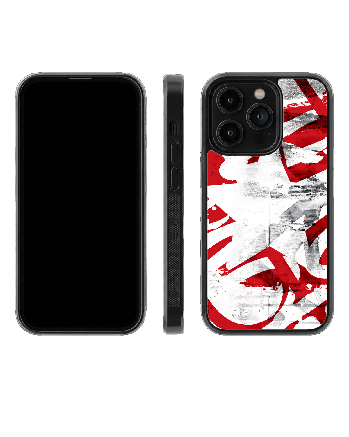 Red White & Black Abstract Graffiti Premium Glass Phone Covr