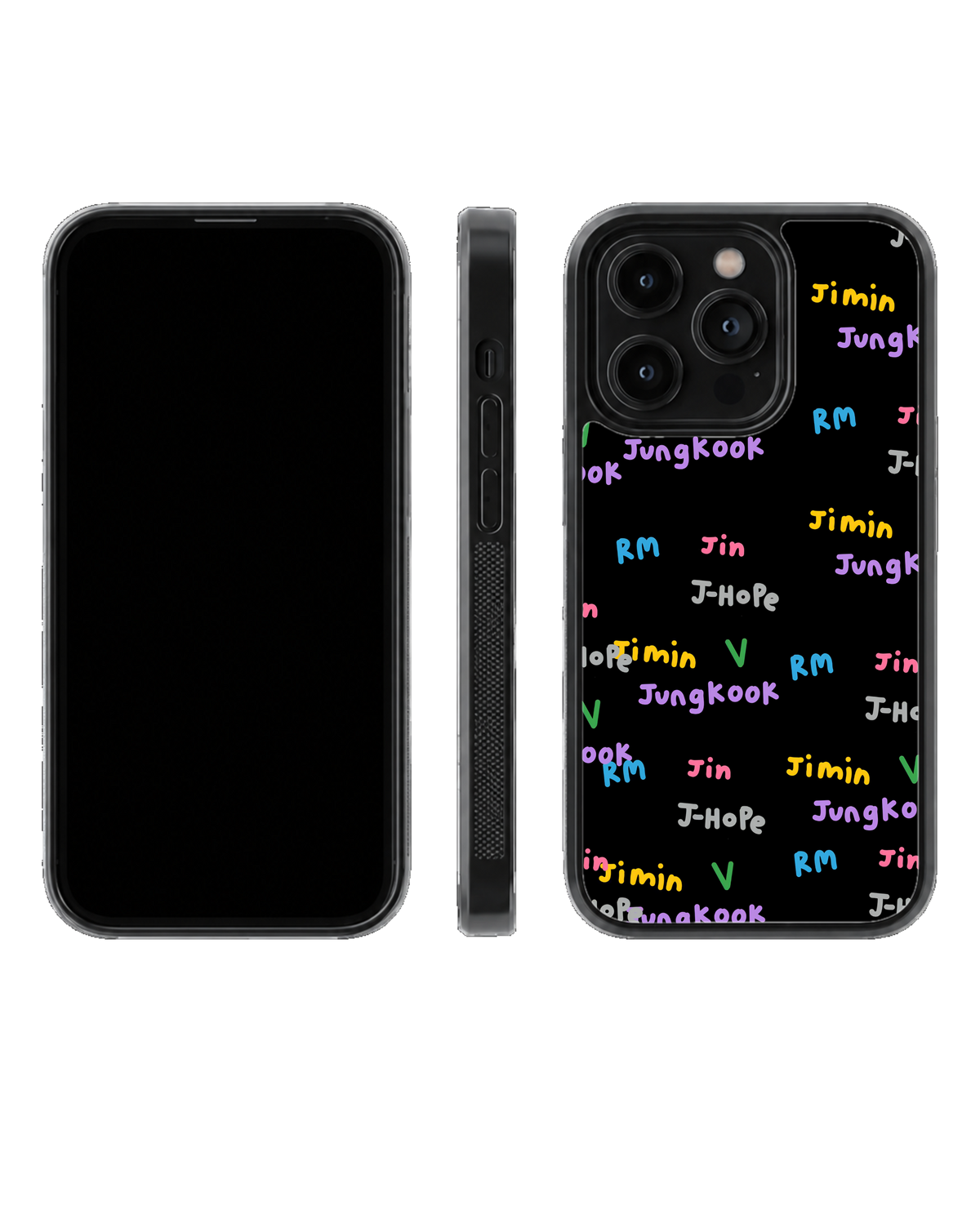 BTS Member Names Black Aesthetic K-Pop Premium Glass Covr