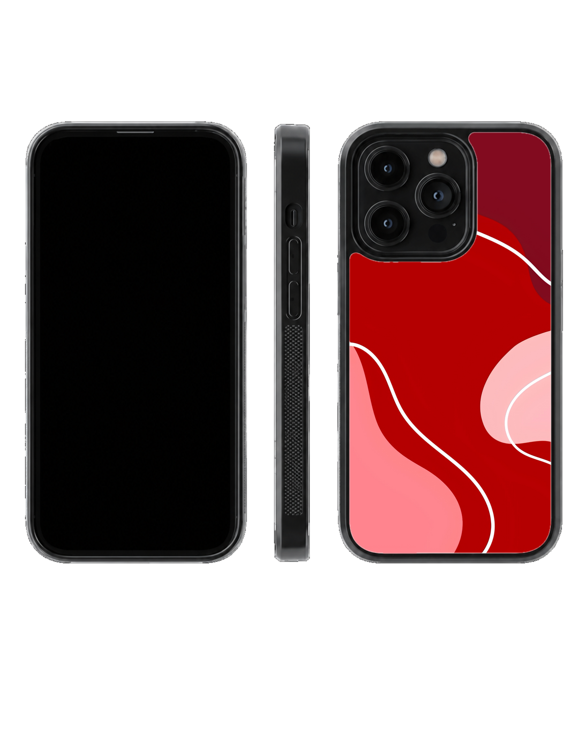 Red & Pink Abstract Wave Minimalist Aesthetic Premium Glass Covr
