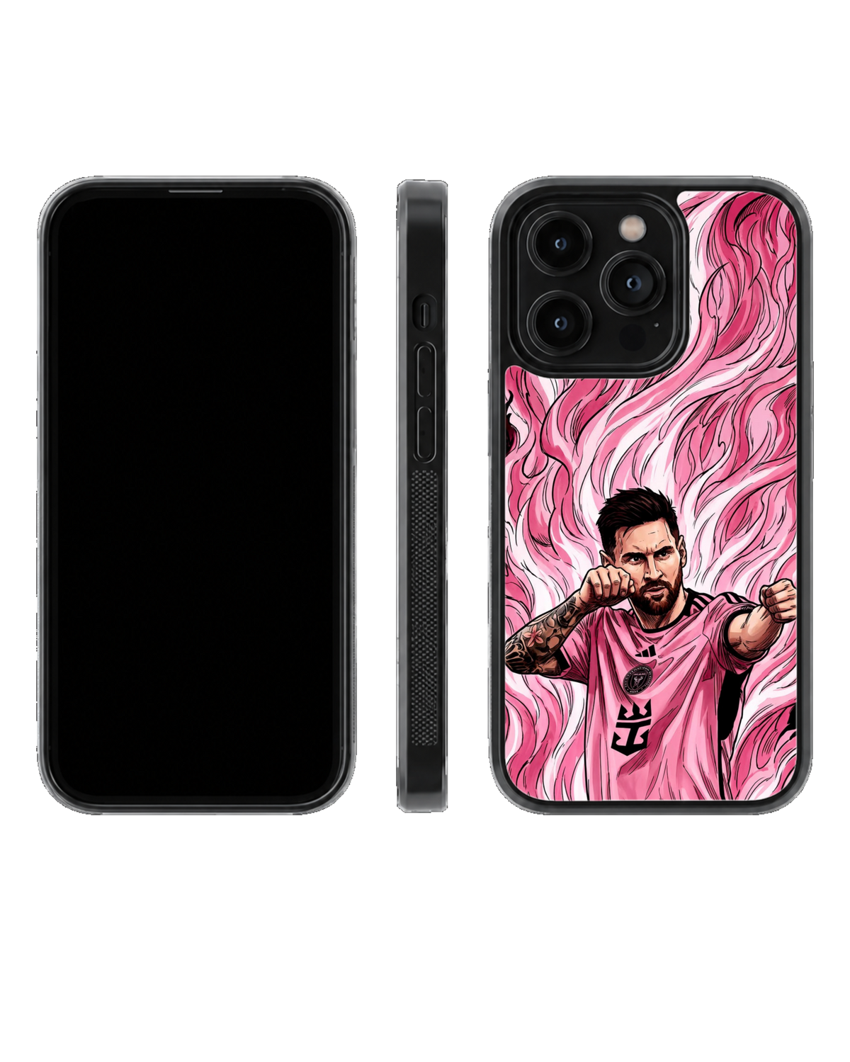 Lionel Messi Inter Miami Pink Jersey Football Anime Art Premium Glass Covr