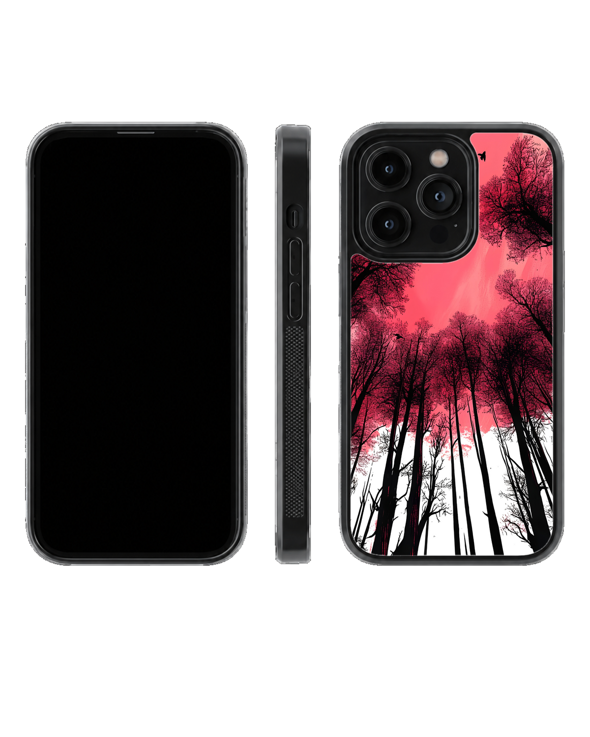 Pink Sunset Forest Silhouette Premium Glass Phone Covr