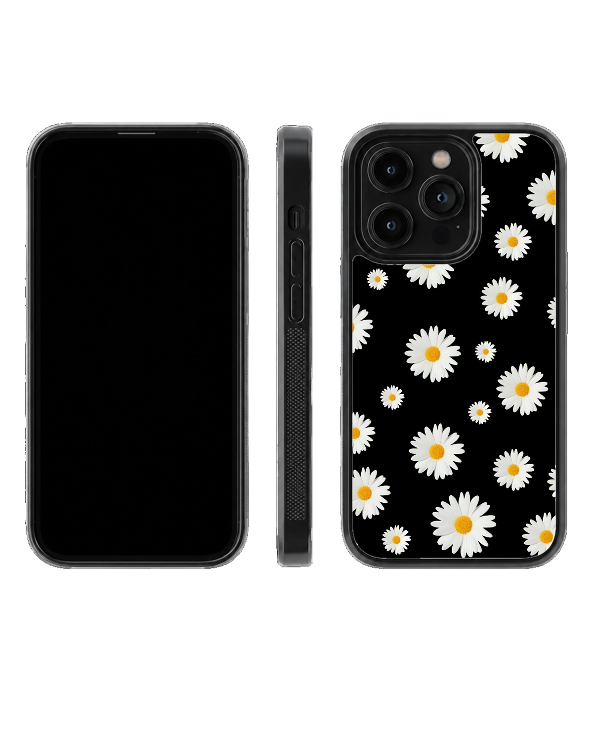White Floral Aesthetic Glass Phone Covr