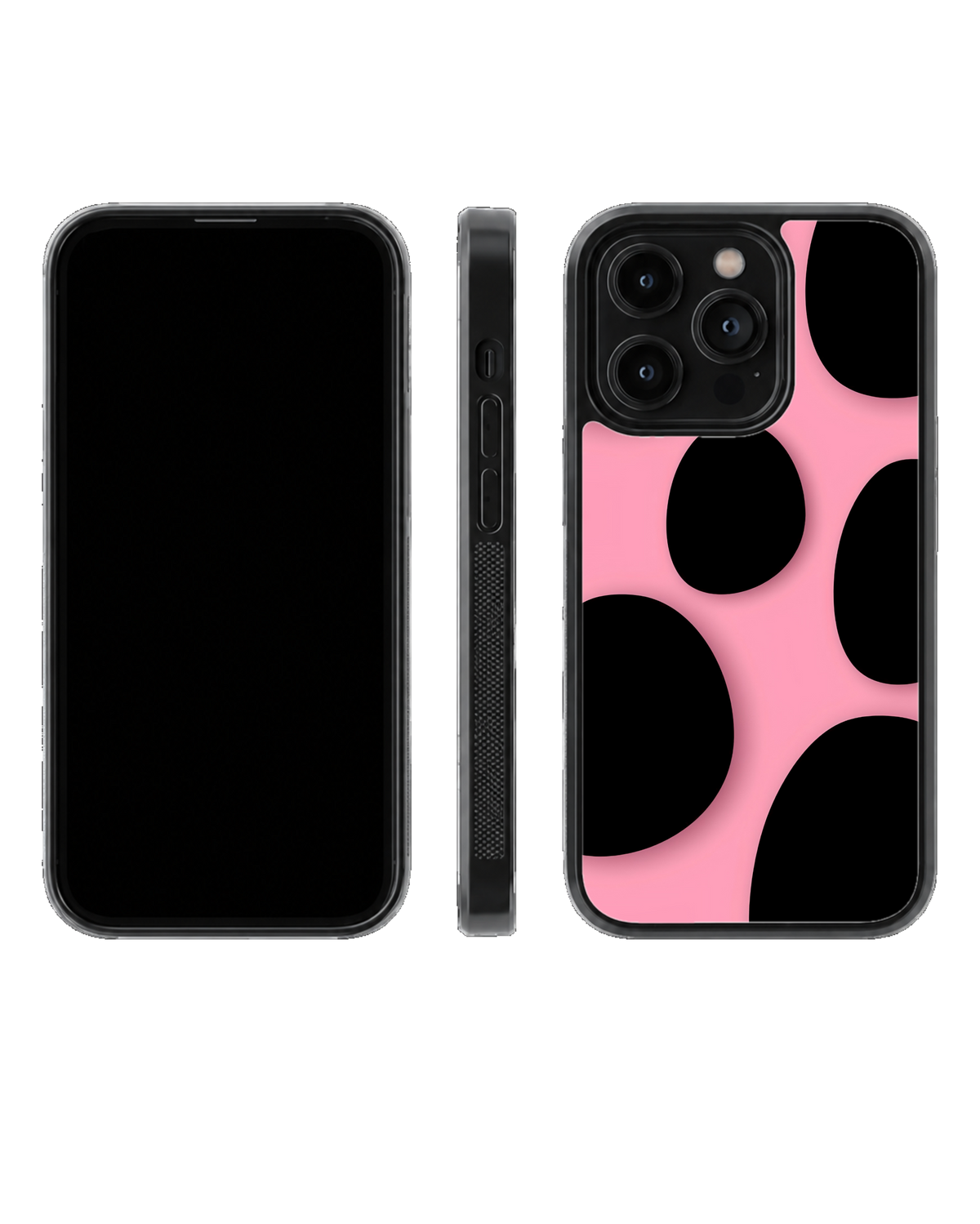 Pink & Black Abstract Bubble Pattern Premium Glass Phone Covr
