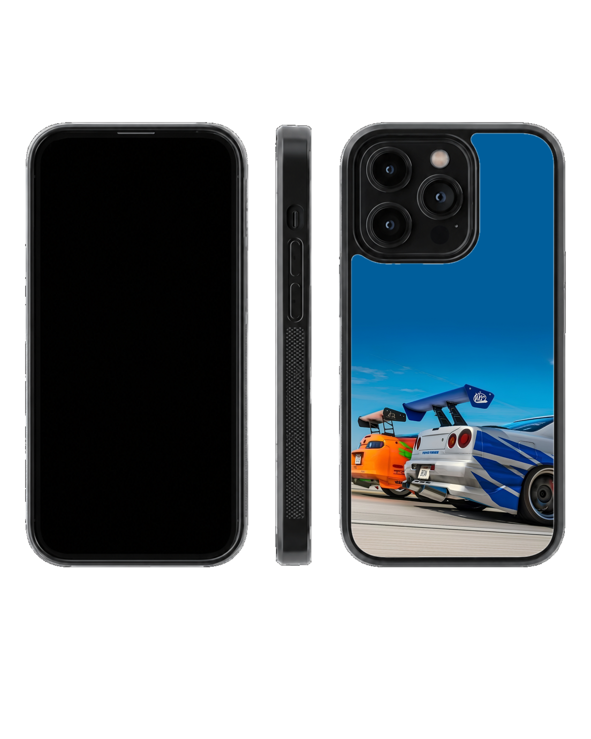 Tokyo Drift JDM Racing Cars Orange & Blue Street Racing Premium Glass Covr