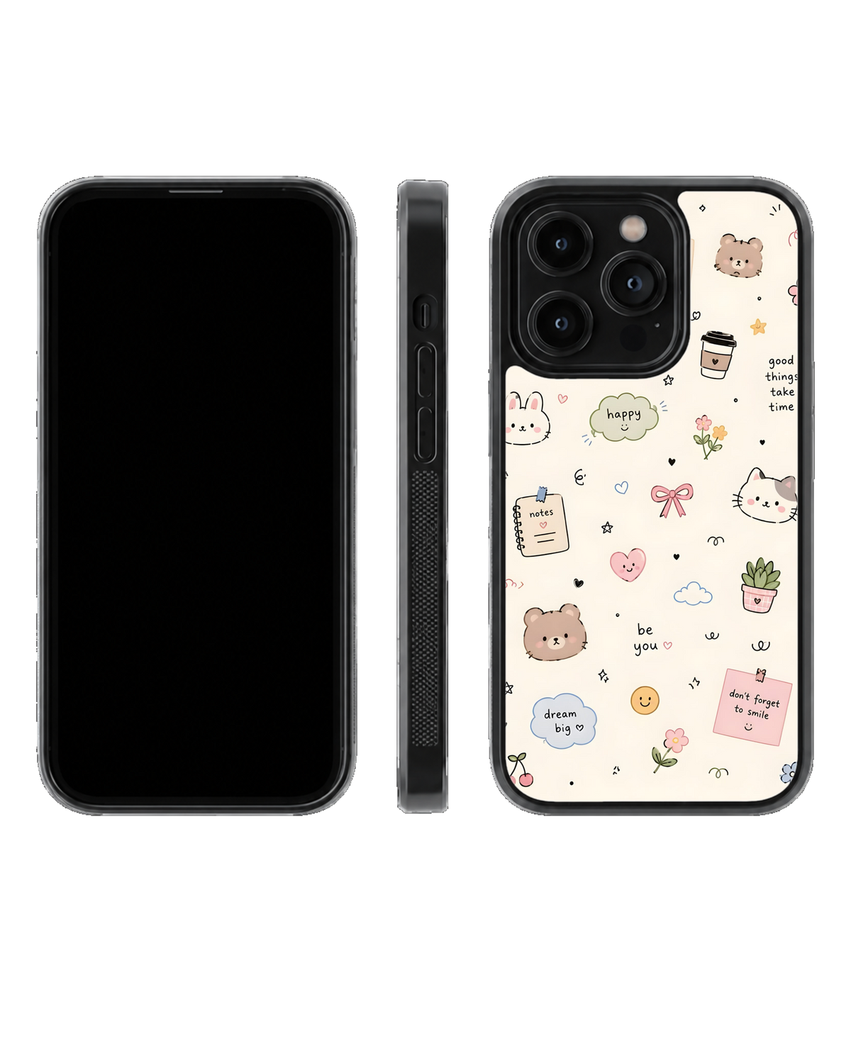 Happy Doodles – Cartoon Premium Glass Phone Covr