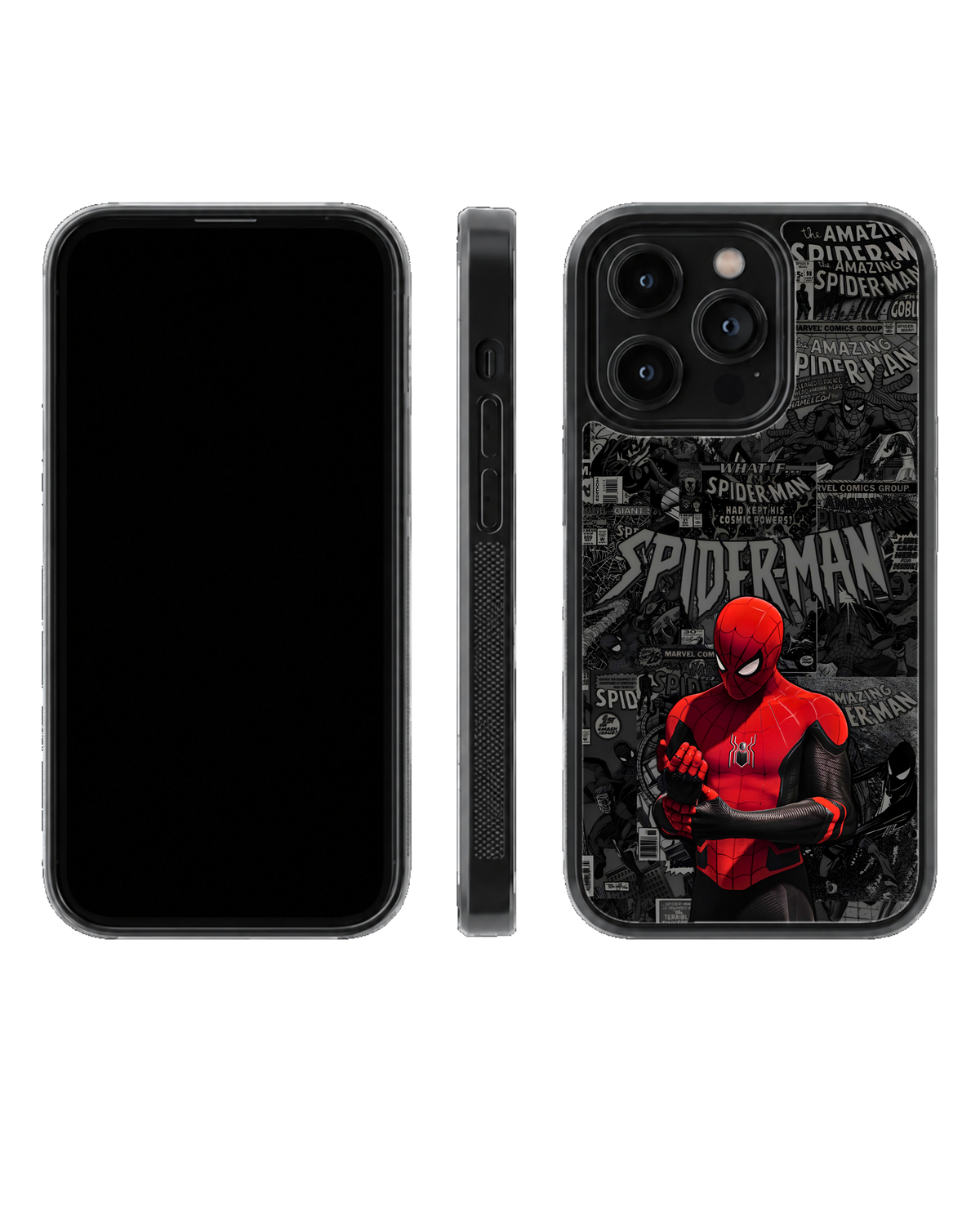 Spider-Man Black & Red Aesthetic Glass Phone Covr