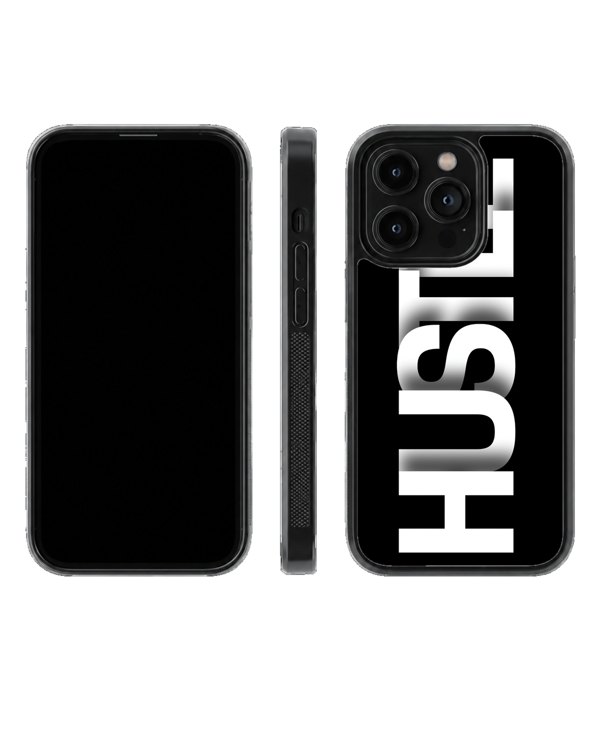 Minimalist Black Hustle Typography Aesthetic Glass Phone Covr