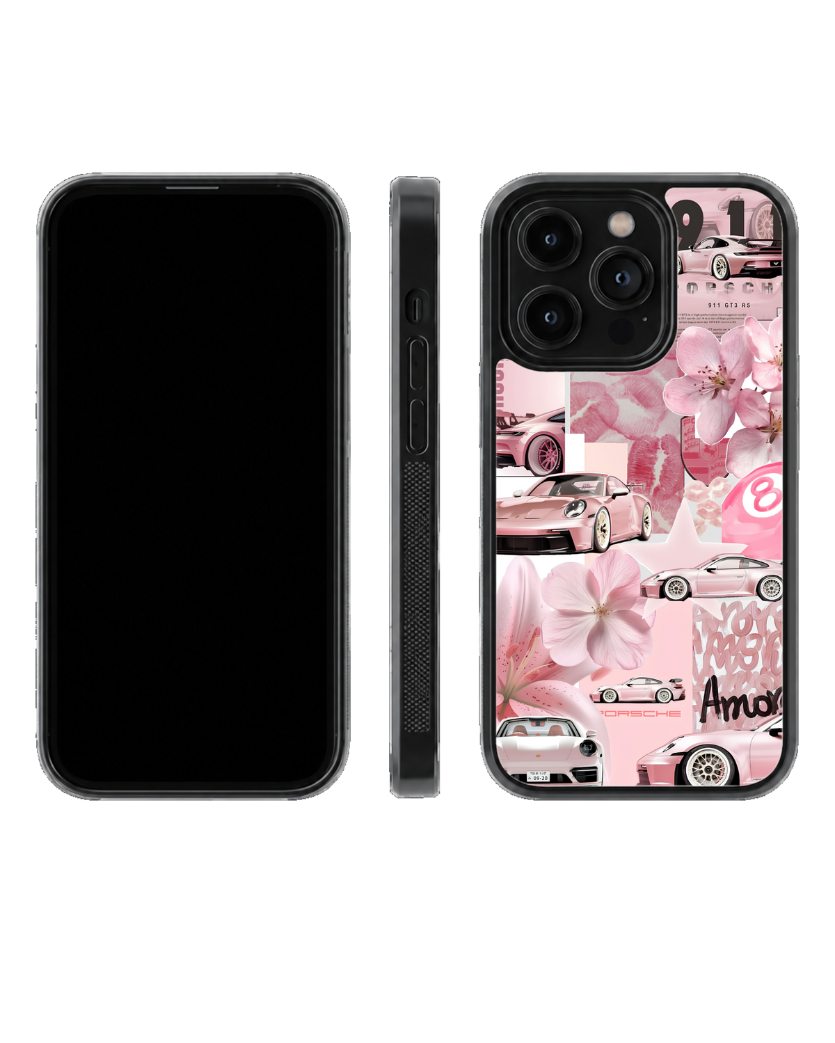 Pink Porsche Aesthetic Premium Glass Phone Covr