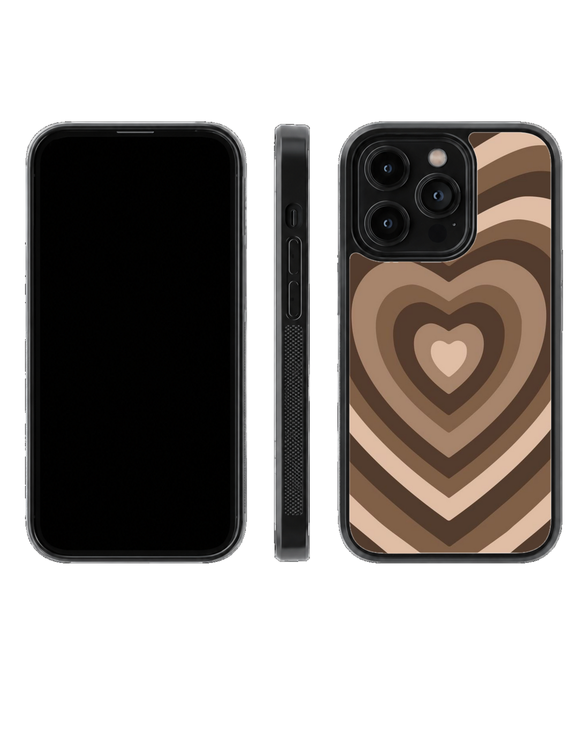 Brown Coquette Heart Pattern Aesthetic Minimalist Premium Glass Covr